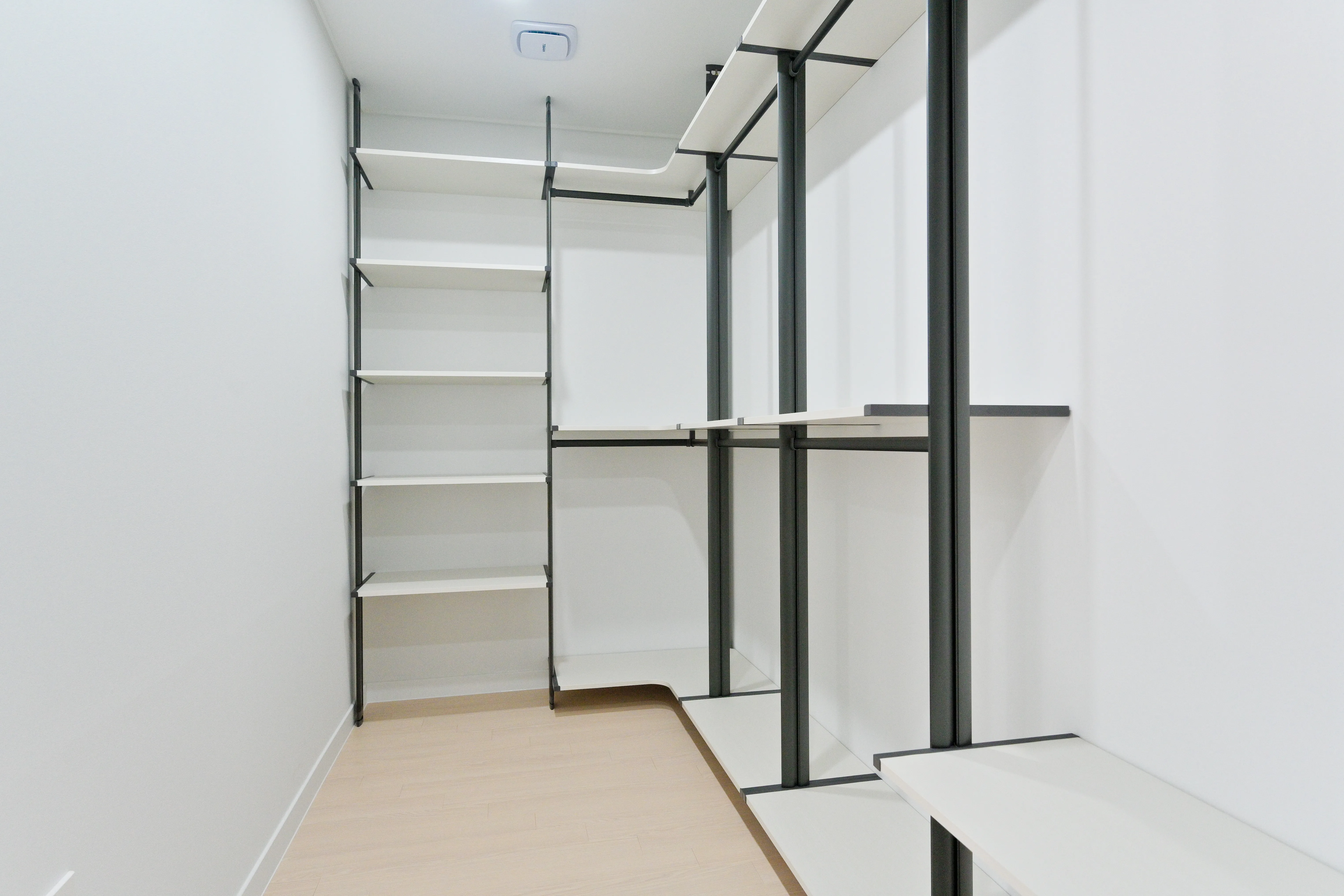 Built-in wardrobe frames and systems in a custom configuration